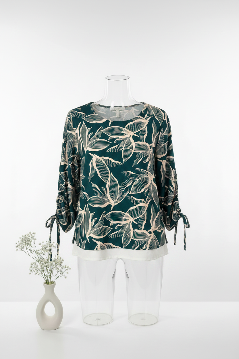 Bluzka z nadrukiem tropikalnych liści